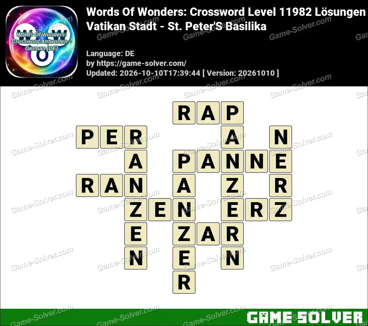 Words Of Wonders: Crossword Level 11982 Lösungen – Vatikan Stadt – St. Peter’S Basilika